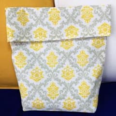 【新品未使用品】ハンドメイド バッグインバック ダマスク イエロー シーチング