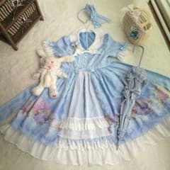 紫陽花柄ワンピースセット ロリィタ ゆめかわいいのサムネイル