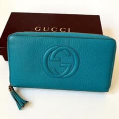 GUCCI 長財布 SOHOソーホー ラウンドジップ ターコイズ - メルカリ