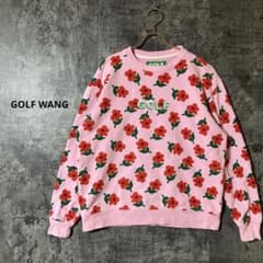 GOLFWANGオーバーサイズ 総柄 花柄トレーナー スエット ピンク メンズS 