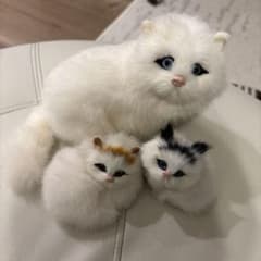 猫のぬいぐるみ 親子3点セット 置物のサムネイル