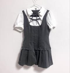 evelyn 半袖ブラウス襟付き ミニワンピース グレー レディース服 evelyn 半袖ブラウス襟付き ミニワンピース グレー レディース服