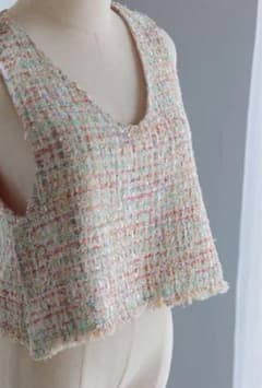 新品未使用♡pois ポワ Tweed vest ピンク♡ツイード ベスト ジレ pois ツイードベスト ピンク - メルカリ