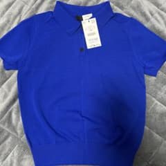 ZARA 新品未使用　ブルー　半袖ニット Lサイズのサムネイル