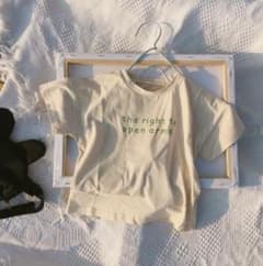 新品！キッズ☆Tシャツ・オフホワイト　１１０cmのサムネイル