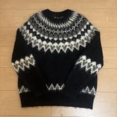 BATONER フェアアイル柄 ウールセーター 黒白 メンズ　サイズ1 BATONER フェアアイル柄 ウールセーター 黒白 メンズ サイズ1 - メルカリ