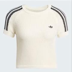 adidas レディース ニット 半袖 Tシャツ オフホワイトのサムネイル