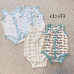 【size70】肌着 ロンパース 袖無し　ノースリーブ　前開き　夏　さわやか素材のサムネイル