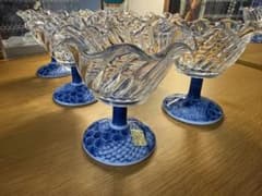 三洋陶器 龍峰窯 染付捻祥瑞ガラスデザート皿 6点セットのサムネイル