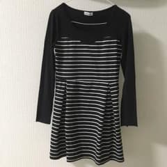 ANAP LATINA ボーダー 柄 レトロ 長袖 ワンピース 古着 USEDのサムネイル