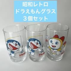 도라에몽 유리 3 개 세트 쇼와 레트로 당시 물건 후지코 후지오 레어