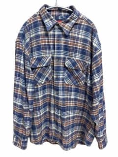 Wrangler ラングラー ネルシャツ L ネイビー ブラウン 古着のサムネイル