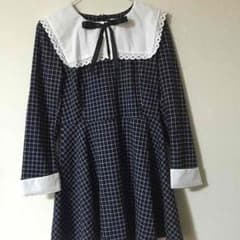 qun.toカフスレースセーラーチェックワンピースのサムネイル