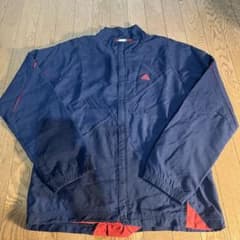 adidas トラックジャケット ネイビー レッド - メルカリ