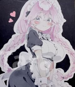 9*8様 魅惑のメイドちゃん♡／オリジナル 手描き アナログイラスト 色紙 一点 養*士様 手描きイラスト オリジナル アナログ 色紙 原画 三つ編み