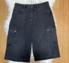 D&G Mサイズ ロゴメタル カーゴデザイン デニム ハーフパンツ ブラック 