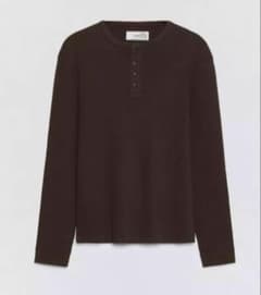 S zara soshiotsuki ヘンリーネックワッフルTシャツ ブラウン - メルカリ