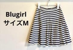 Blugirl未使用タグなし紺白ボーダーフレアスカートM上品膝丈マリンのサムネイル