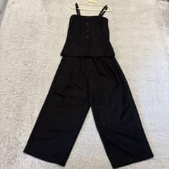 ブラック 細ストライプキャミソール パンツ セットアップのサムネイル