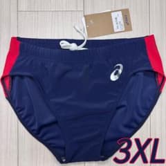 アシックス 女子陸上レーシングショーツ ネイビー×レッド 3XLサイズ