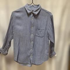 灰色に見えるけどブルー系ですCOMME CA ISMリネン 長袖シャツ ブルーLのサムネイル