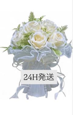 ホワイトローズ 造花 ウェディングブーケのサムネイル