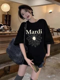 Mardi 花柄プリント Tシャツ 黒のサムネイル