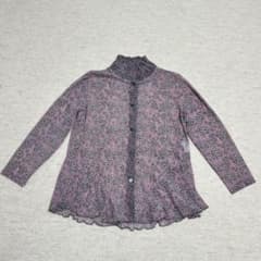 シニア婦人服　花柄ハイネック長袖カーディガンのサムネイル