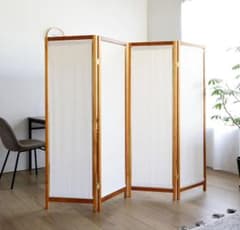 送料無料 木製スクリーン帆布4連 高さ150cm パーテーション 衝立（284