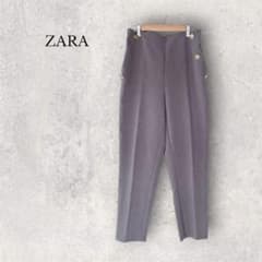 【ZARA】ザラ 金ボタン ハイウエスト テーパードパンツ グレー Mサイズ相当