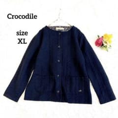 크로커다일 노 컬러 재킷 큰 사이즈 네이비 XL 칼라 꽃무늬