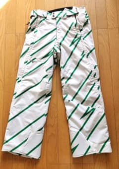 MIZUNOスノーボードパンツ ホワイトとグリーンストライプ 男性用M