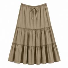 UNIQLO ロングスカート ティアード カーキベージュ M 綿100%のサムネイル