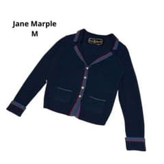 ジェーンマープル　ニットカーディガン　ジャケット　ロールアップ　ネイビー　M