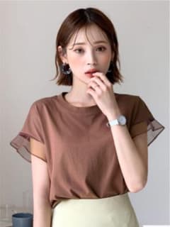 ◎タグ付き【dholic】 メッシュスリーブTシャツのサムネイル