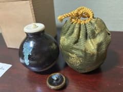 茶入 龍門司焼 川原芳輝作 陶器 茶道具 替蓋付 仕覆 荒磯 - メルカリ