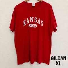 GILDAN カンザス アーチロゴ Tシャツ 赤 XL USA古着 レッドのサムネイル