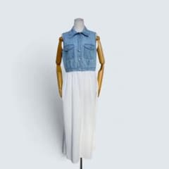 3点 ¥10,000 ビンテージ 古着 卸 レトロ デニム切替ワンピース
