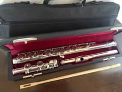 【希少ビンテージ】三響フルート 頭部管銀製 筆記体刻印 装飾リング 音出しOK 希少ビンテージ】三響フルート 頭部管銀製 筆記体刻印 装飾リング 音