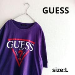 【USA古着】GUESS　プリントTシャツ　紫　Lサイズ　P866のサムネイル