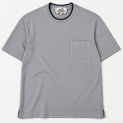 HERMES エルメス Tシャツ 鹿の子 ポケット付き H刺繍 グレー Mのサムネイル