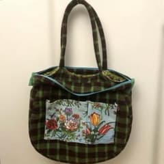 台湾　彰藝坊　ザンイファン　花柄×チェック　トートバッグのサムネイル