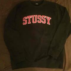 STUSSY crew neck sweat black/redのサムネイル