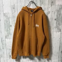ステューシー ジップパーカー キャメル M ビッグロゴ 美品 キャメル 