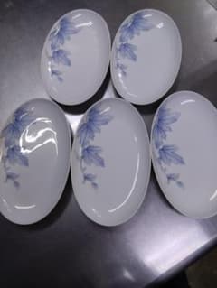 深川食器 深川製磁 横24㌢ 縦14.7㌢楕円形皿5枚セットのサムネイル