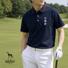 adabat☆ ポロシャツ ゴルフウェア サイズ48 新品 ネイビー 半袖