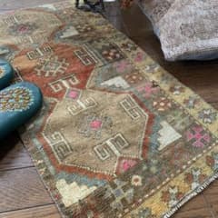 超大判 コーラルレッド 265×144 トルコヴィンテージラグ メダリオン