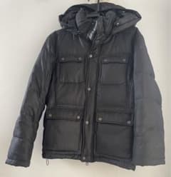 美品FRED PERRY フレッドペリー ダウンジャケット ロゴ 黒ドローコード