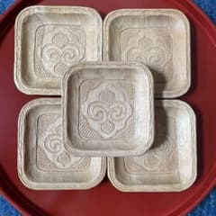 北海道 アイヌ 木製 トレイ イタ 皿 菓子皿 角皿 ポンニマ 5客 - メルカリ