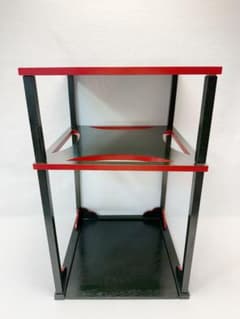 ほぼ未使用 茶道具 碌々斎好写 糸巻棚 二重棚 青漆爪紅 組み立て式 元